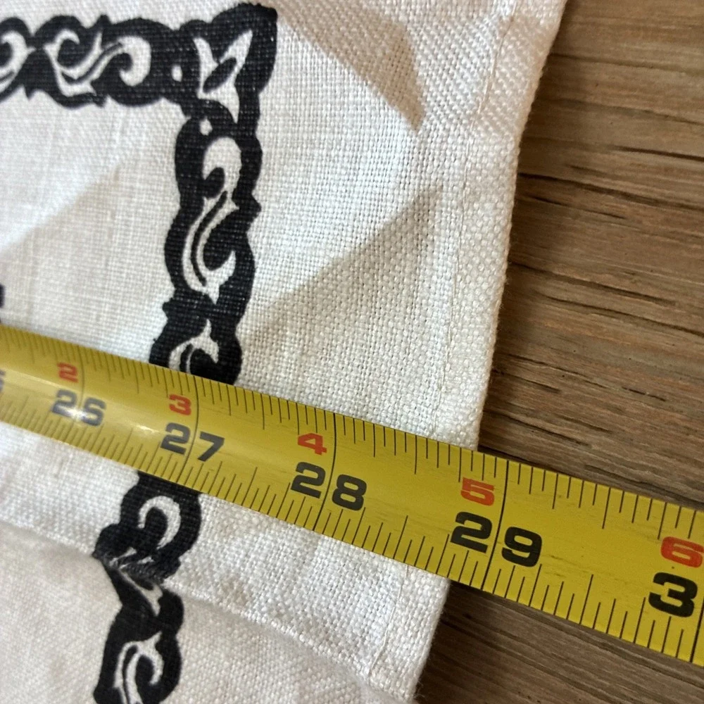 VTG Pure Belgium Linen Kitchen Tea Towel Cream & Black Cottagecore 16x29